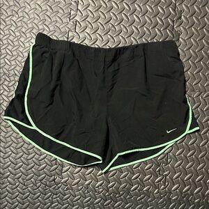 Nike Women's Black Shorts with Light Green Accents